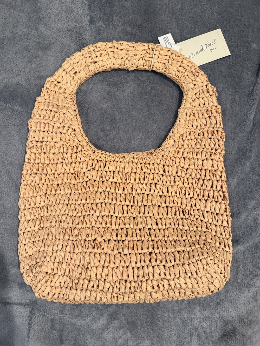 Universal Thread Tan Woven Raffia Circle-Handle Tote